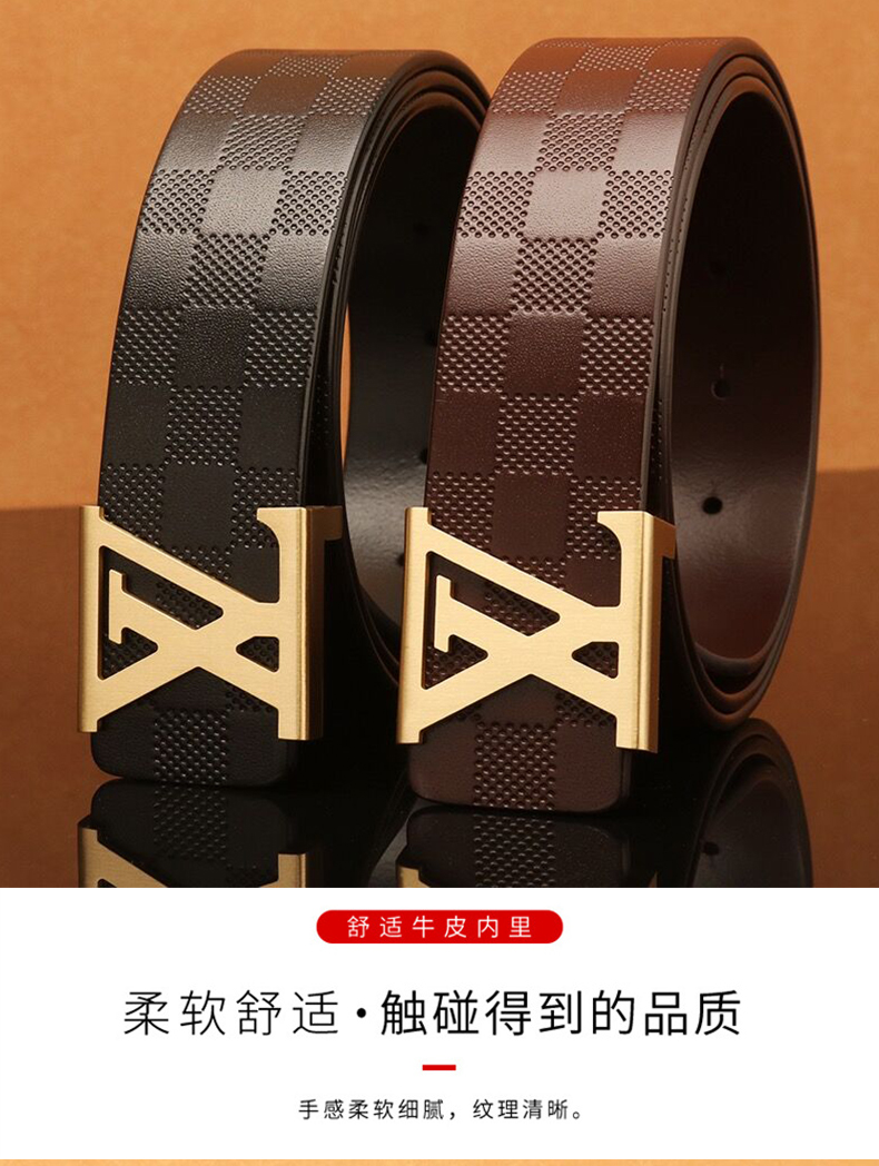 sznr轻奢品牌奢侈品皮带男高档平滑扣头层牛皮男士腰带新款商务休闲