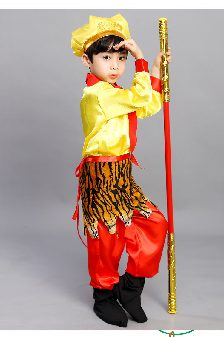 沙筱奕儿童孙悟空演出服孙悟空衣服齐天大圣套装孙悟空衣服金箍棒美