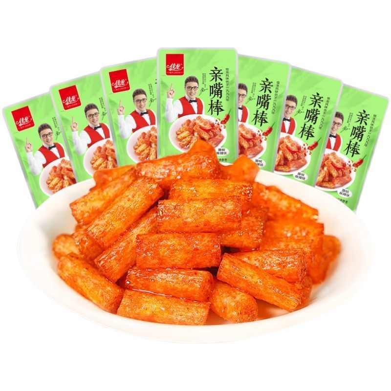 晨臻进口佳龙辣条小面筋儿时怀旧网红辣条豆干豆制品亲嘴棒小吃休闲