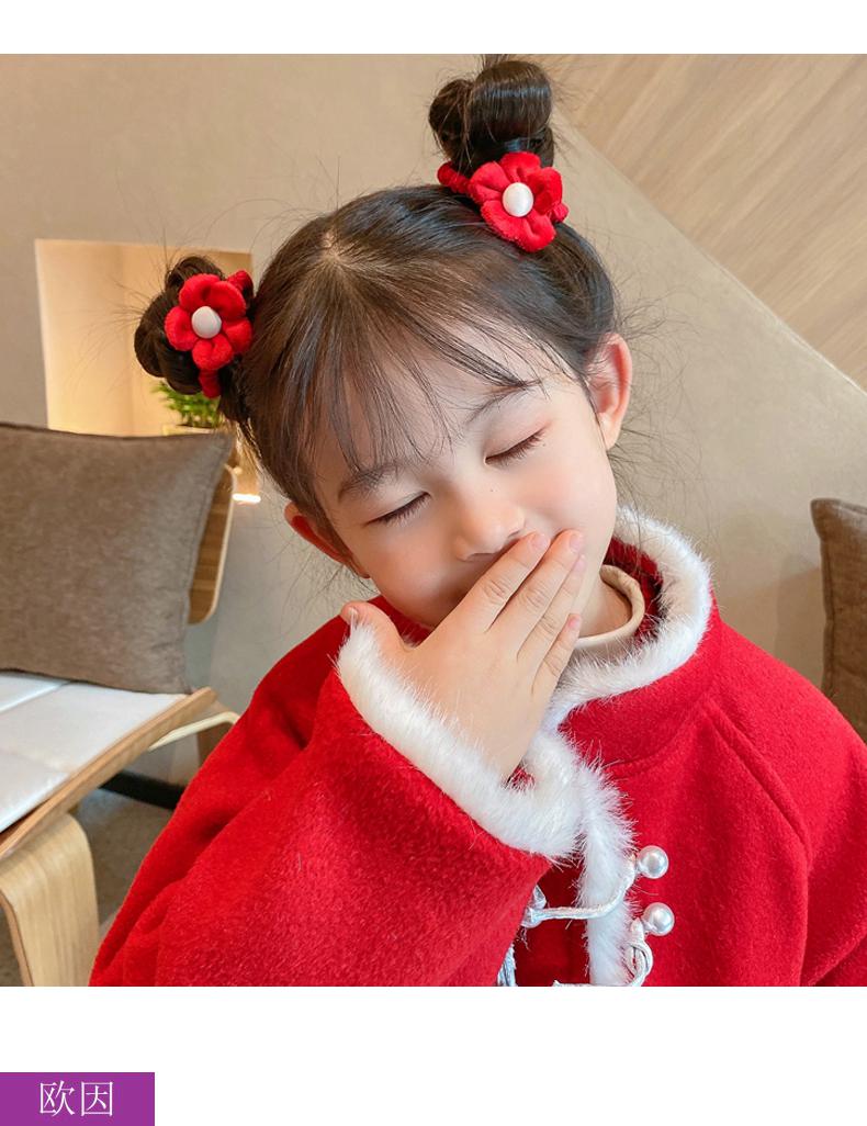 欧因儿童发圈宝宝新年发绳红色橡皮筋女童过年头绳小女孩拜年发饰头饰