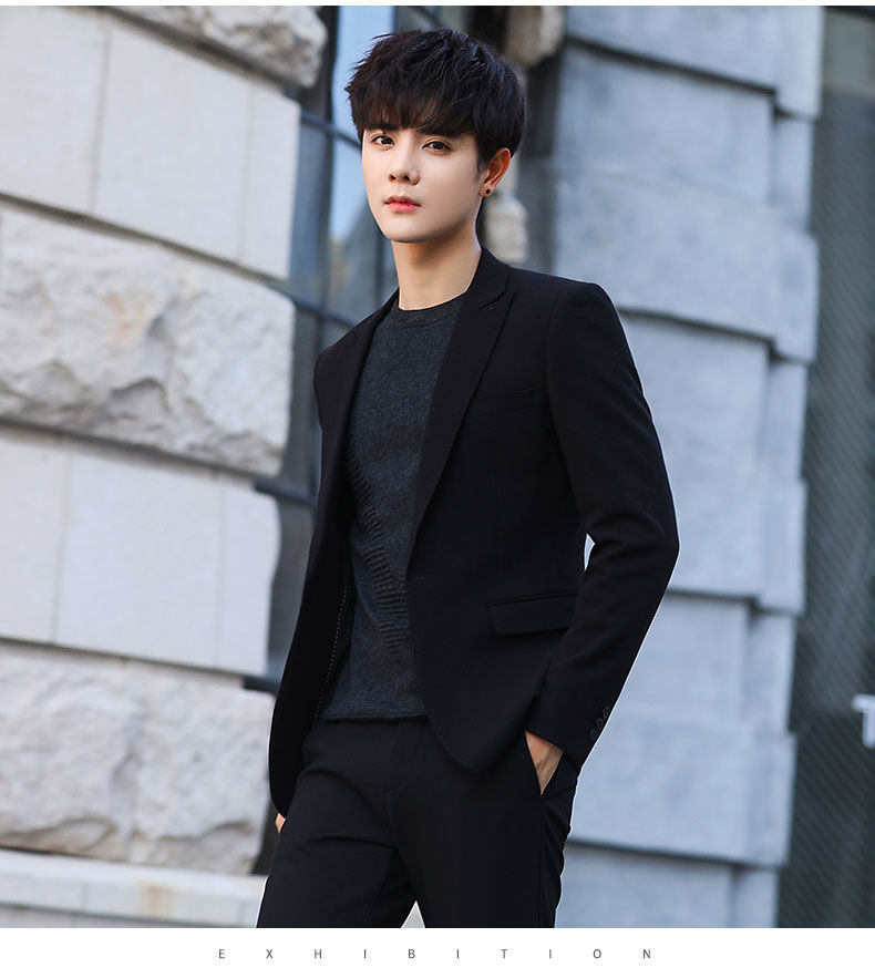 西服套装男高品质2021新款小西装男修身单西休闲西服套装新郎伴郎结婚