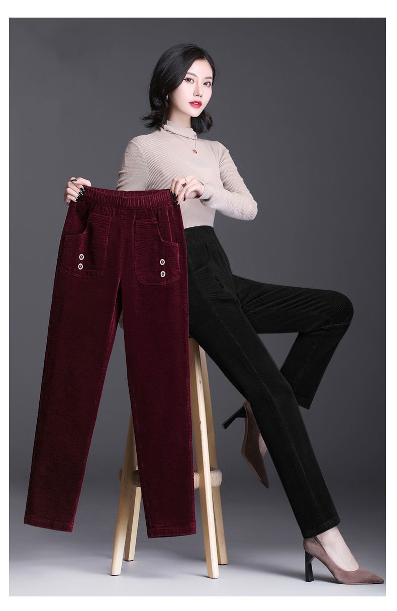 冬季加绒裤女裤子女冬季加绒宽松显瘦女裤外穿休闲直筒裤高档百搭中