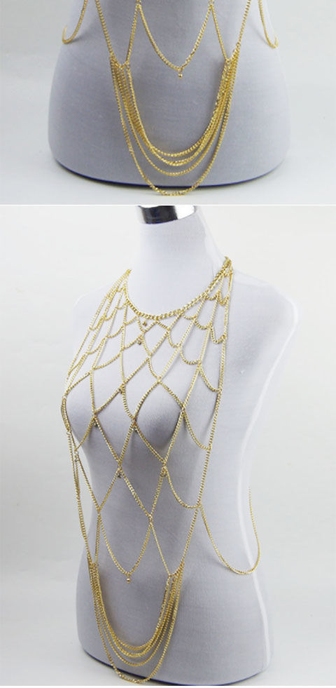 性感捆绑金属铁链内衣流苏铁链腰链身体链条衣服制服诱惑性感诱惑情趣