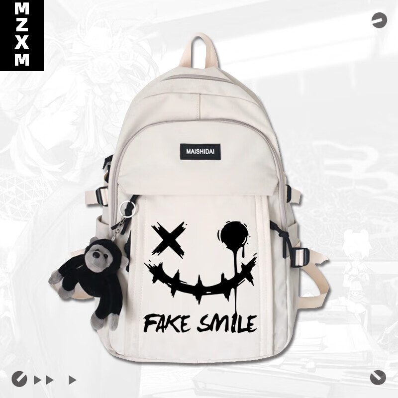 mzxm 小恶魔动漫周边二次元中小学生书包男女时尚情侣双肩包大容量 黑