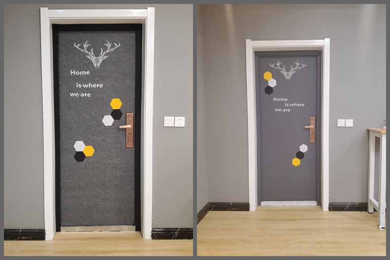 可狄毛毡门贴自粘入户门改造翻新门防盗门贴纸整张隔音墙贴北欧装饰灰