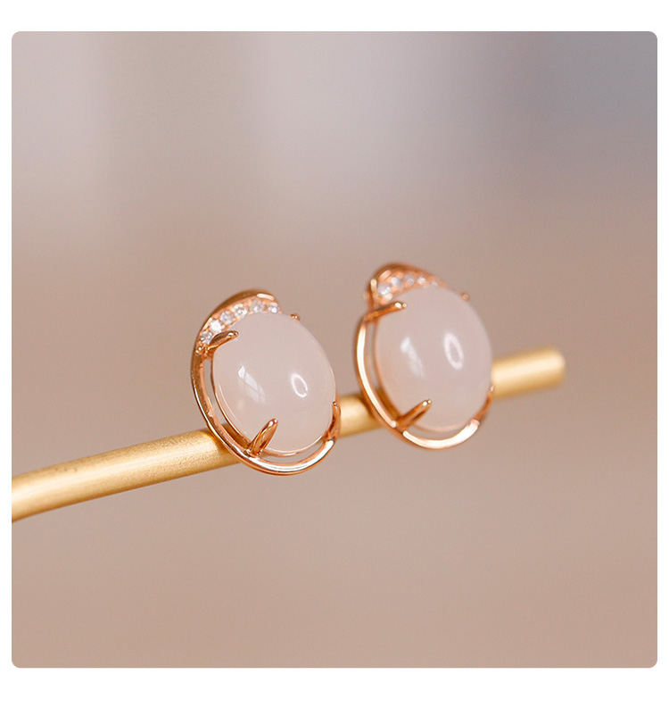 珠玥珠宝和田玉羊脂白玉18k金镶玉女款耳钉