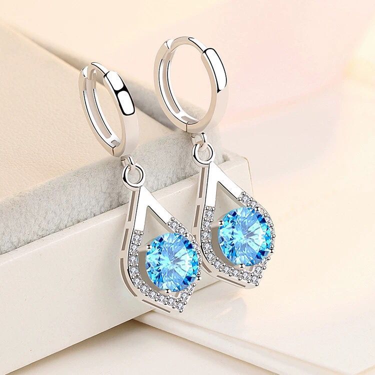 虔生缘925银针洋气气质感耳坠百搭适合圆脸长款耳饰女耳环水滴耳扣白