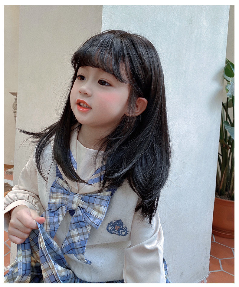 儿童假发女长发女宝宝公主可爱长卷发婴童波波头小孩发全头套自然黑发