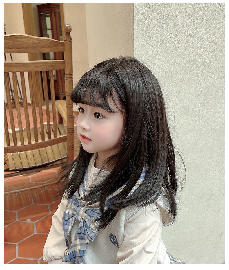儿童假发女长发女宝宝公主可爱长卷发婴童波波头小孩发全头套自然黑发