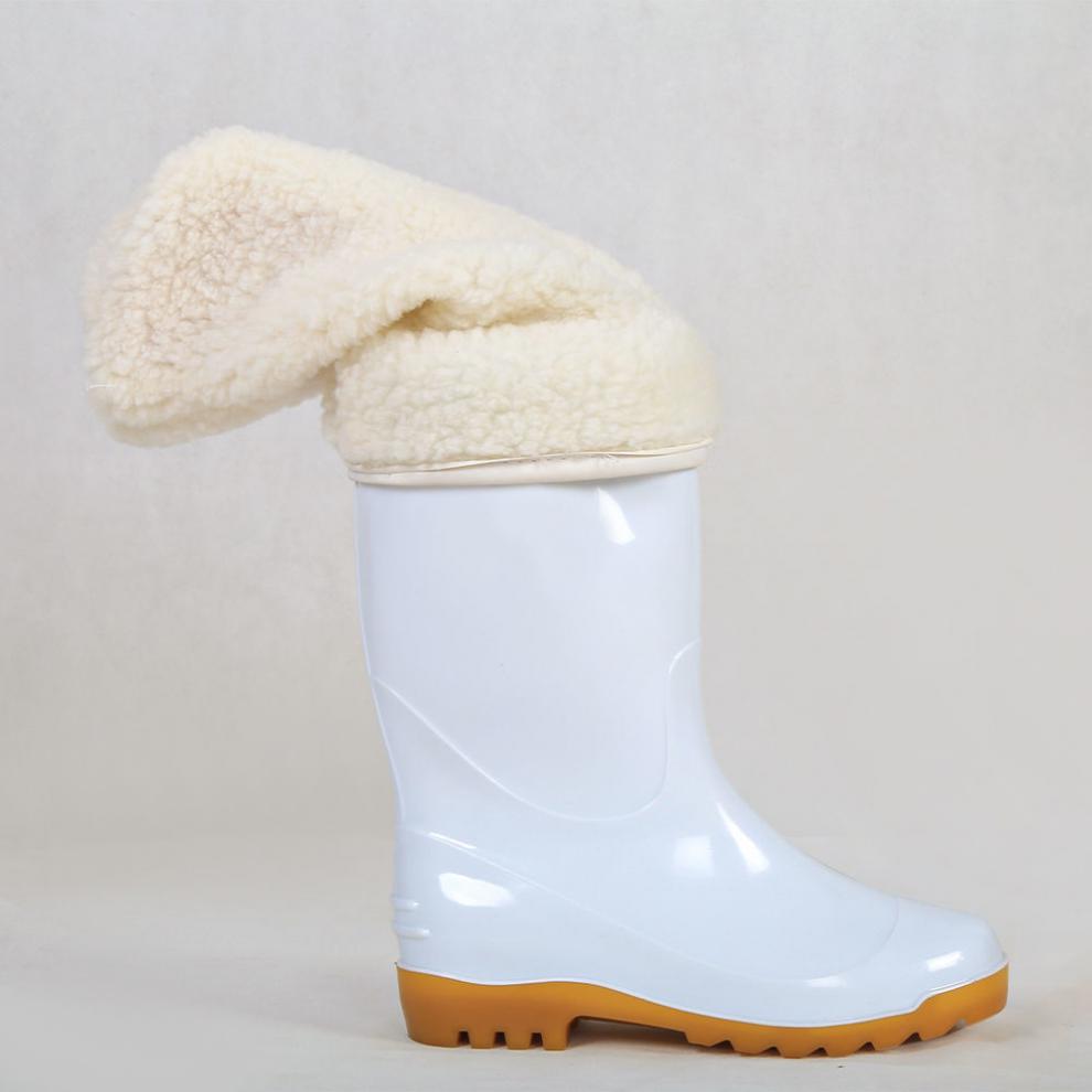 60白色雨鞋男款高筒耐磨中筒水鞋女防滑牛筋底劳保胶鞋加绒雨靴水靴