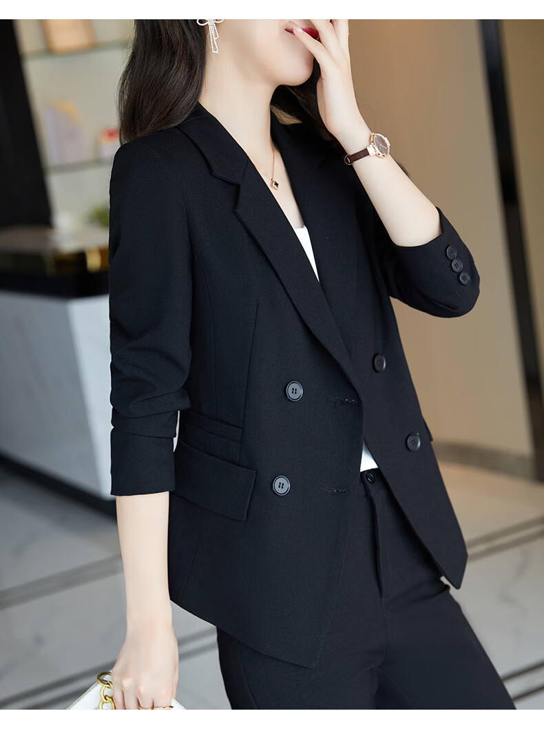 香港潮牌spzm休闲黑色西装外套女2021春秋韩版小个子百搭显瘦职业西服