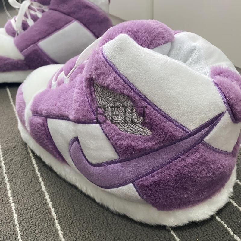 beili国潮百搭2022a锥恶搞棉拖鞋网红冬季胖胖椰子棉鞋防滑加厚毛毛鞋