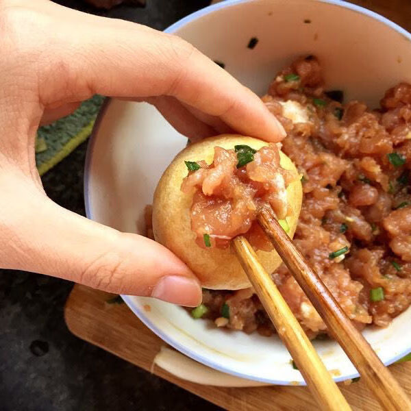 江南特色无锡油面筋塞肉大个鲜肉面筋小吃食堂快餐半成品200个江浙沪