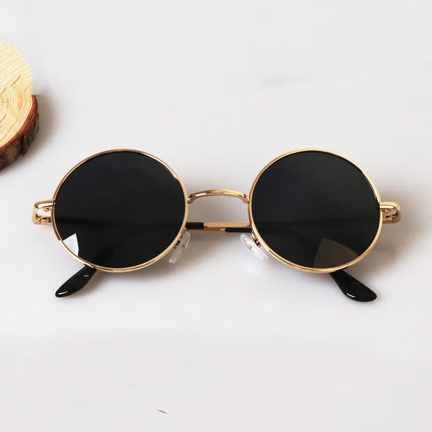 圆框汉奸墨镜圆形男潮人复古嘻哈女太子镜小偏光太阳眼镜结婚伴郎兴班