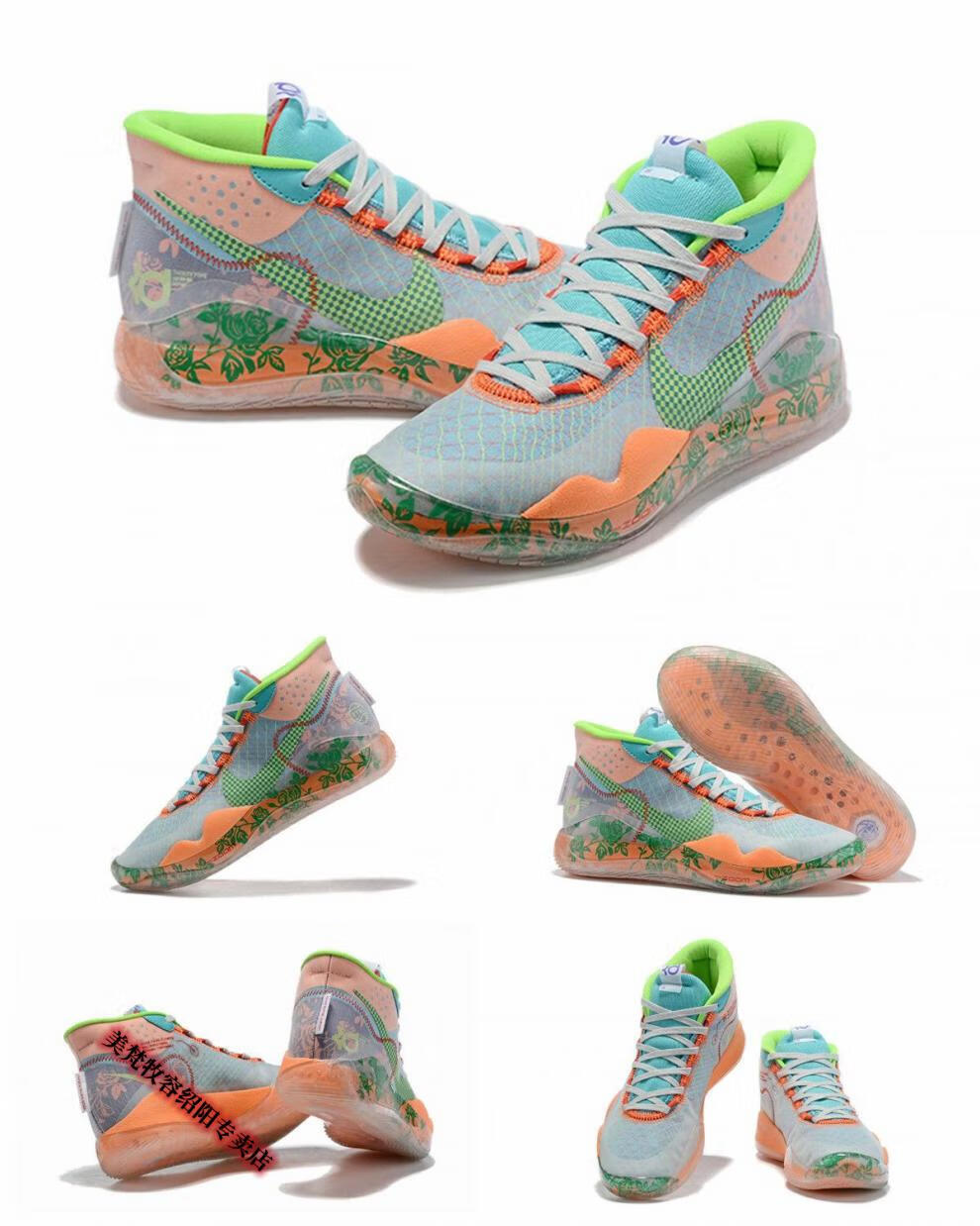 杜兰特12代 kd12黑白实战篮球鞋男学生黑水泥糖果癌 时尚配色 40