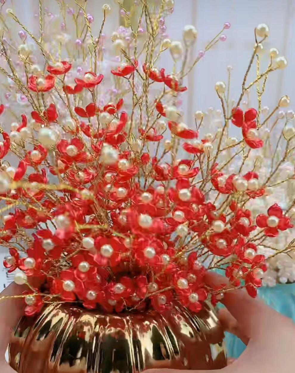 格式序幸福花手工花束材料包套亚克力珠子串珠自己制作仿真花四叶草白