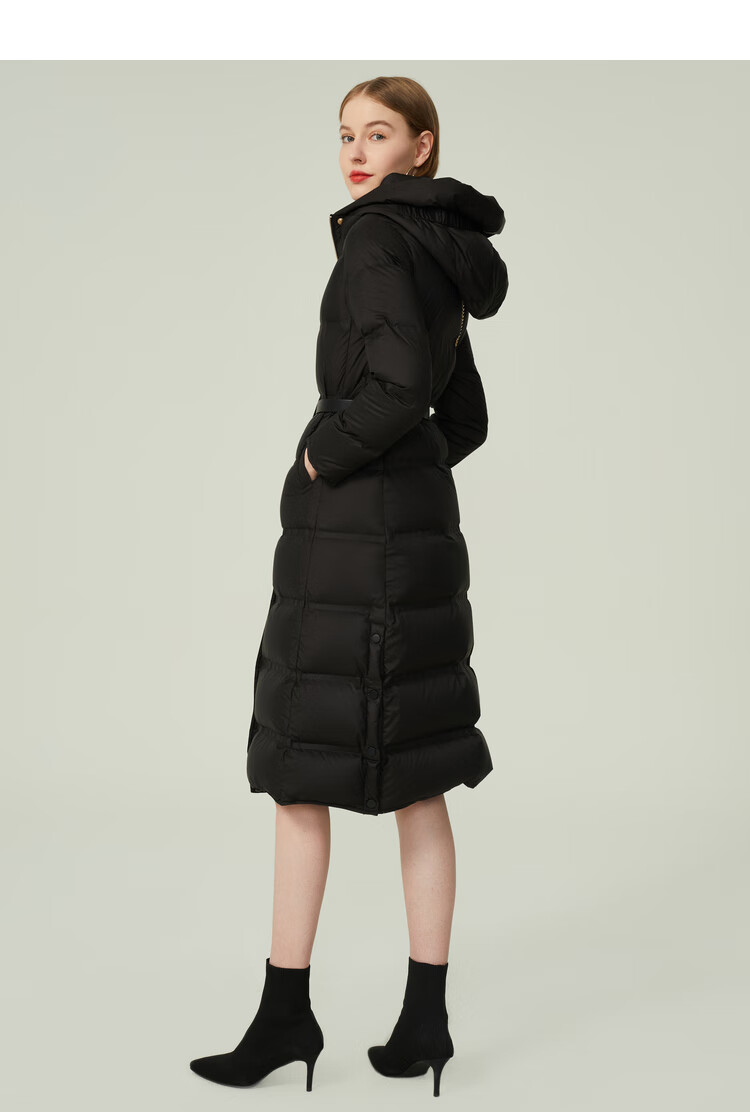 预售45天内发货恩曼琳21冬a字型链条收腰泡芙羽绒服eanbda75黑色s