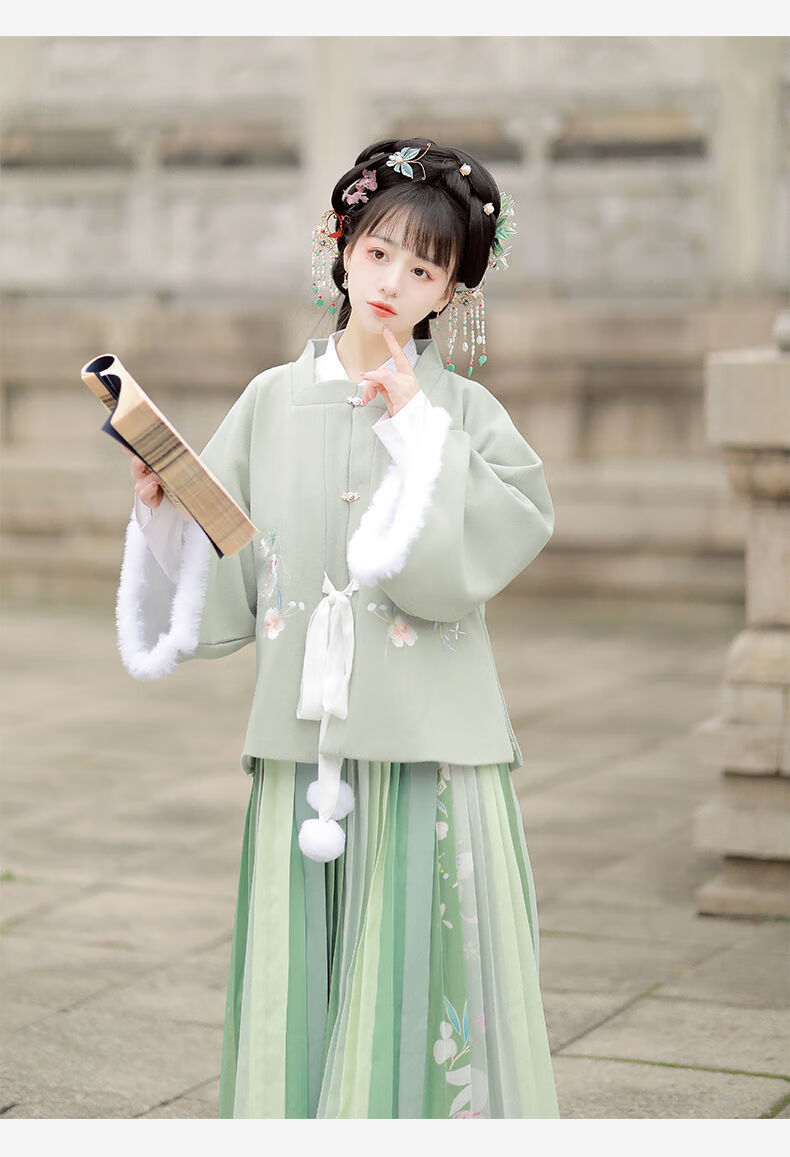 京选好货汉服冬季女加厚明制方领半袖批袄冬装过年红书依店同款搭配