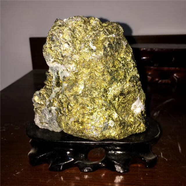 款天然黄金矿石奇石观赏石头风水原石办公室客厅鱼缸摆件【图片 价格