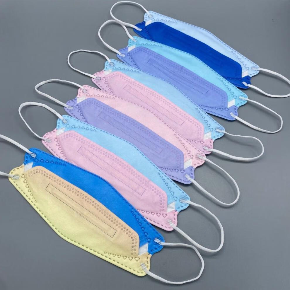 依沐幕新品印花口罩网红渐变色4d立体护口罩男女柳叶型混色50片装不同