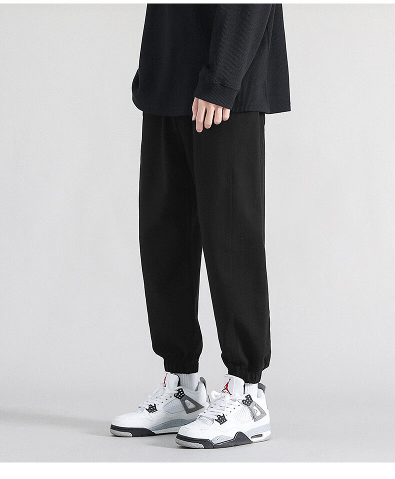 迪卡灰色侬裤子男春秋宽松潮流百搭运动裤卫裤灰色精梳棉休闲裤新款