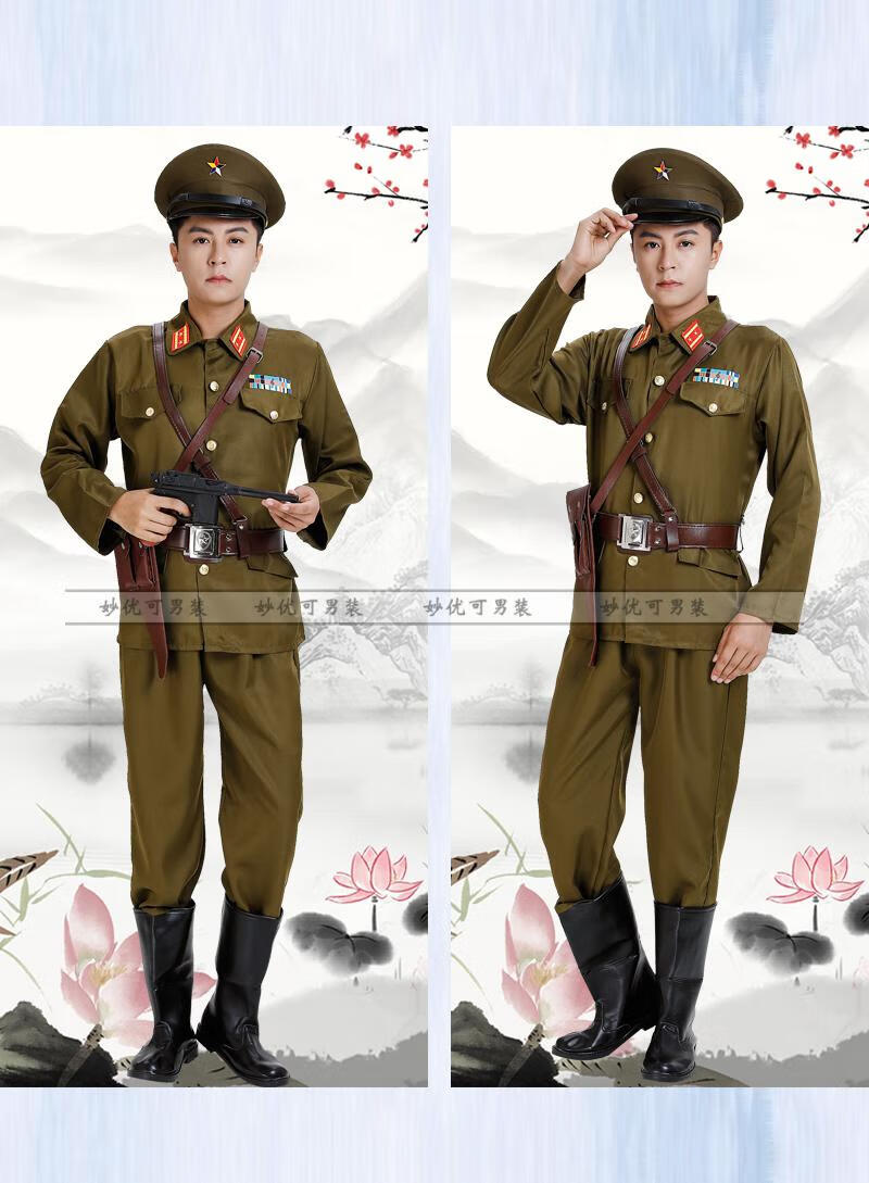 妙优可 抗日时期民国皇协军伪军二子服装演出保安队服装黄色舞台话剧