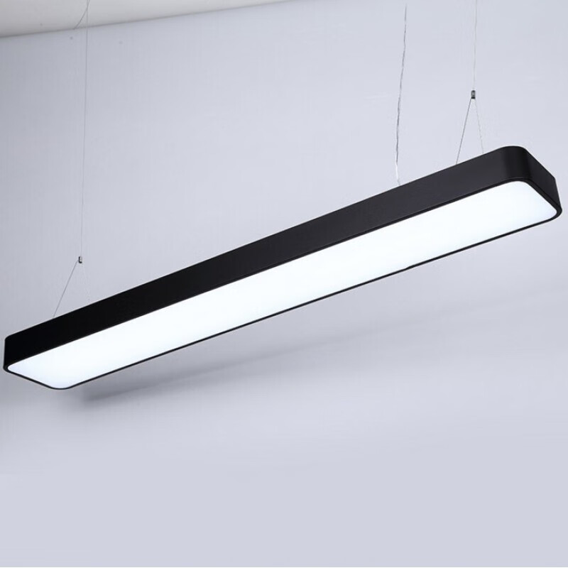 简约现代长条型形led办公室灯长方形线灯圆角直角吸顶灯120x7cm黑色