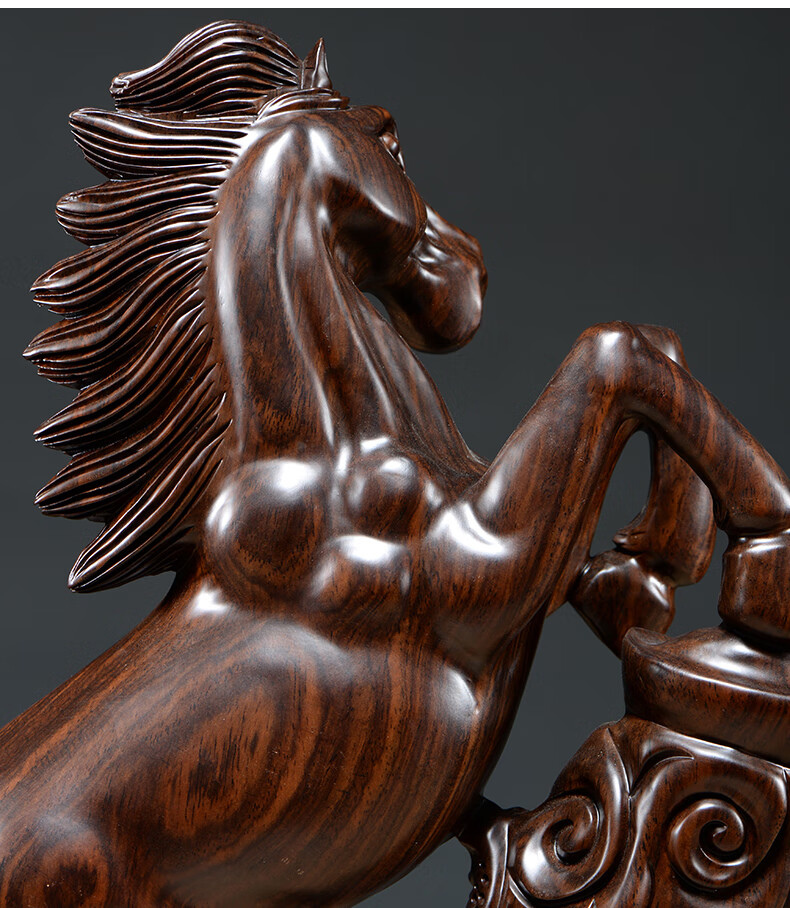 仙莱阁木雕马摆件实木质雕刻马到成功根雕十二生肖马家居装饰工艺礼品