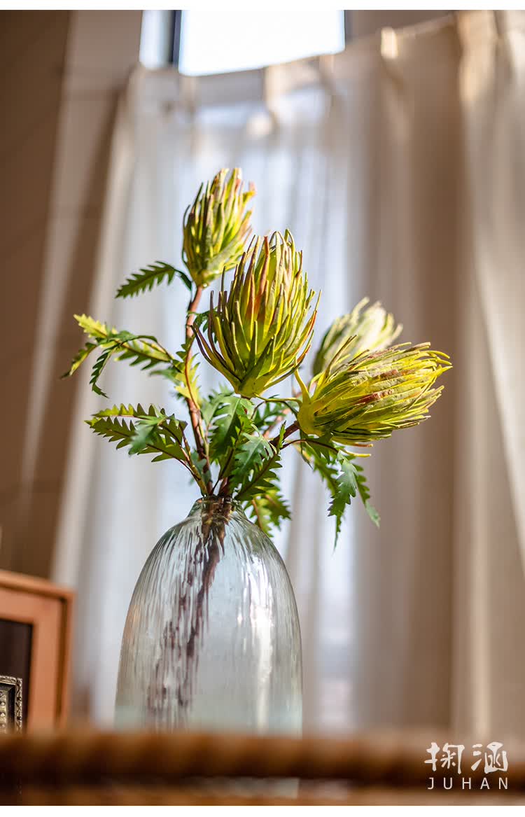 掬涵仿真花蓟果双头帝王花轻奢插花绢花客厅餐桌花艺摆件装饰品仿真花