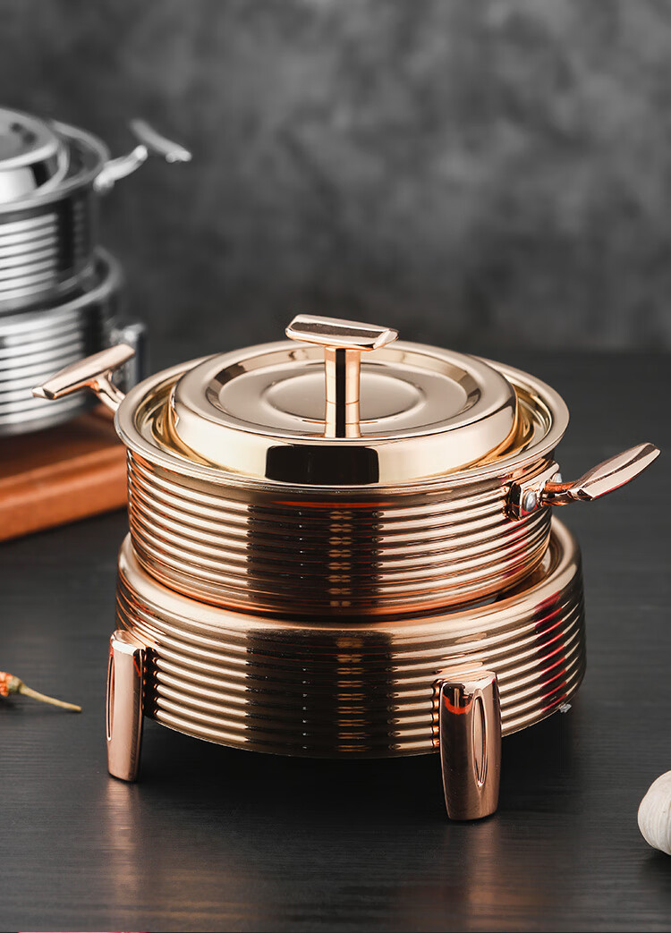 仓梵商用高端单人小火锅304不锈钢一人一锅汤锅加厚家用固体酒精炉