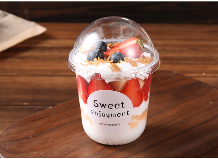 喜茶杯子瑞丽网红波波杯360ml蛋糕甜品杯子u型95口径一次性喜茶草莓