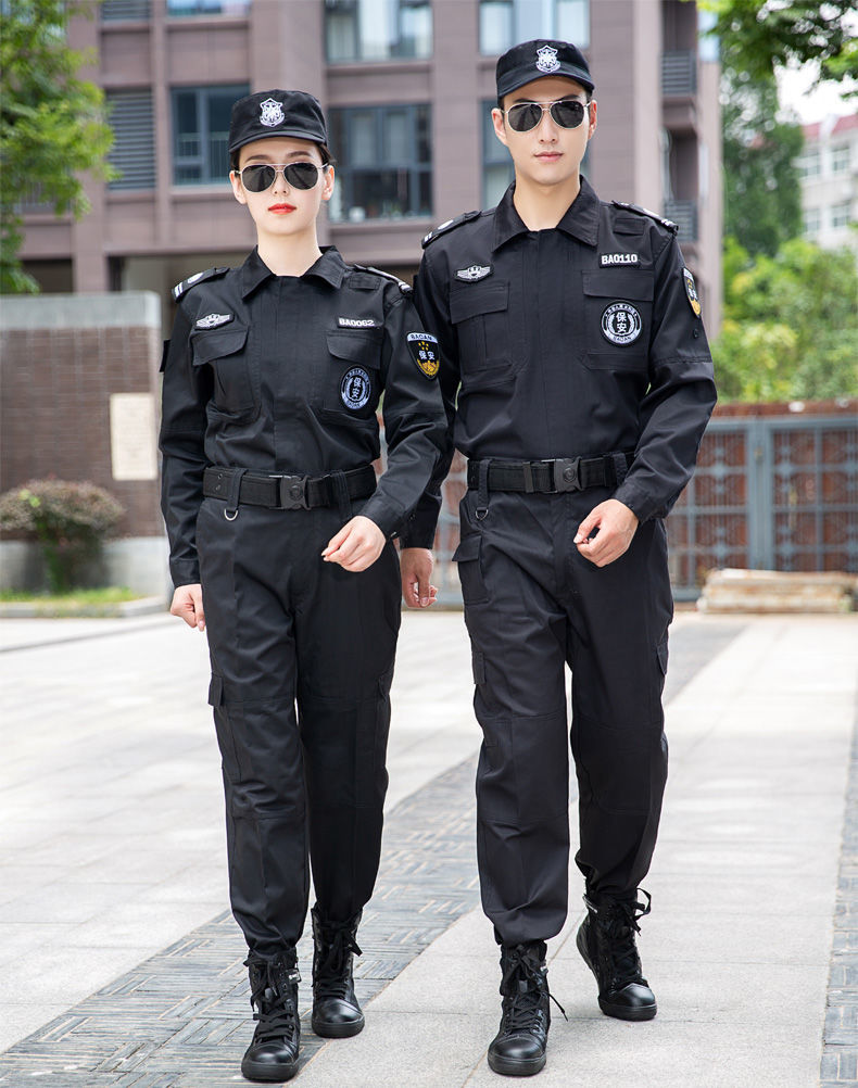 保安服2021秋冬新款保安服套装男安保物业工作服厚款作训服保安黑色