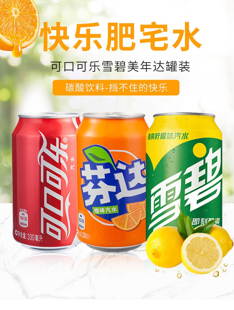 可乐6连装可口可乐罐装雪碧美年达可乐汽水碳酸饮料肥宅快乐水coca