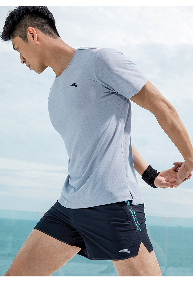 吸湿速干科技安踏短袖健身速干衣男2022年夏季新款透气跑步运动短袖