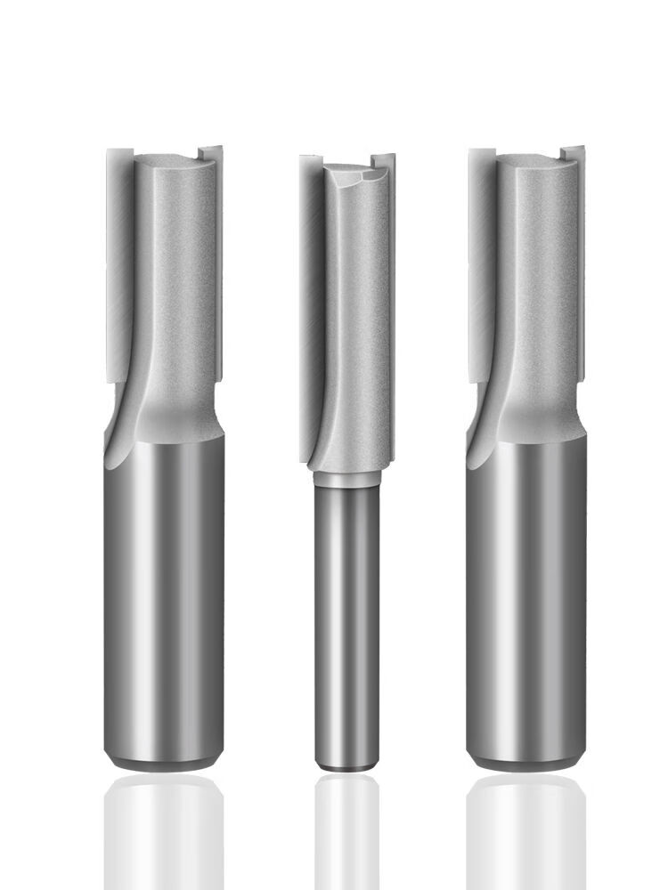 名刃双刃直刀木工铣刀修边机刀头木工开槽直刀雕刻机刀具修边刀 1/4*3