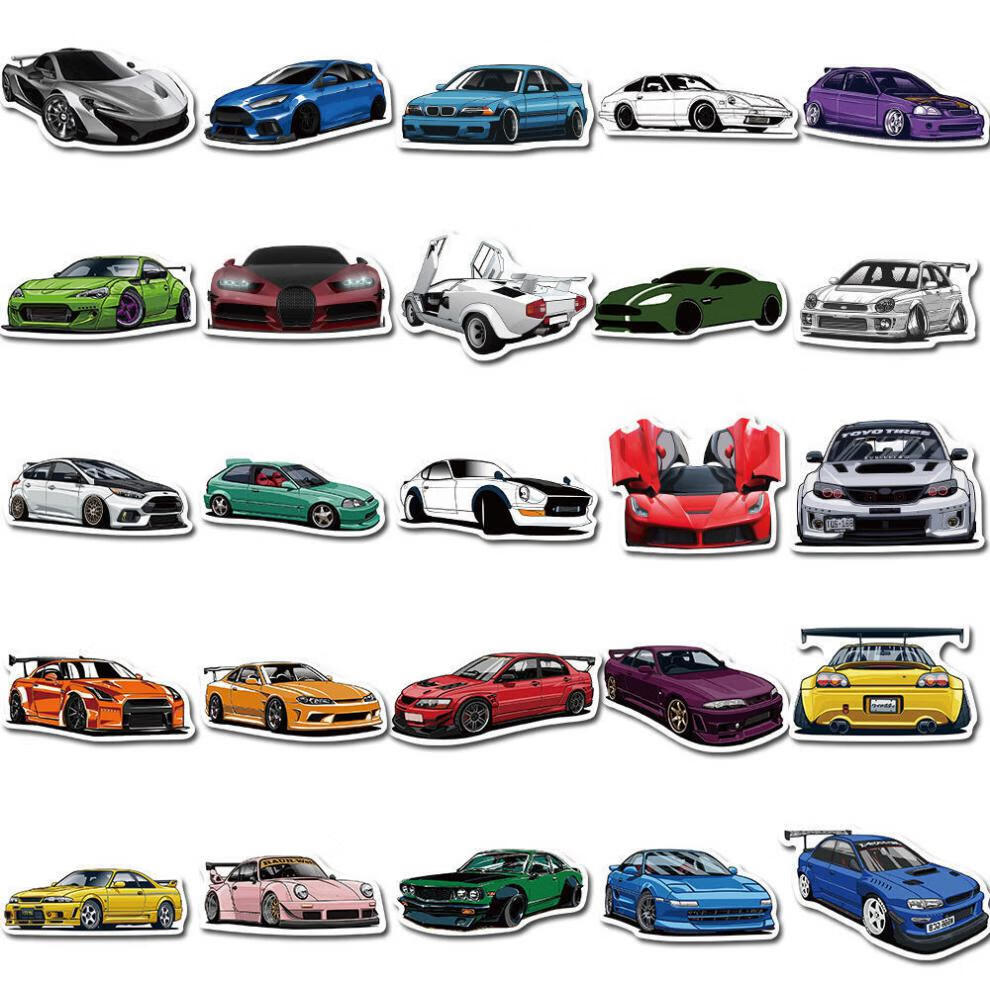 千奇梦100张jdm汽车文化头文字d个性动漫涂鸦手账贴纸赛车装饰防水