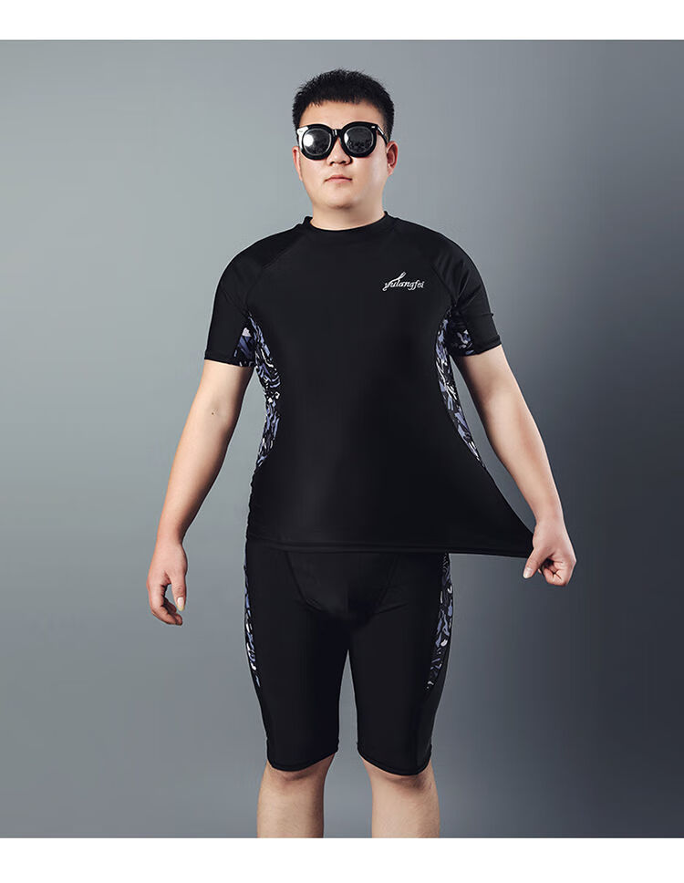 佐倾泳裤男大码300斤 胖子泳衣男士加肥大码分体速干五分泳裤训练防