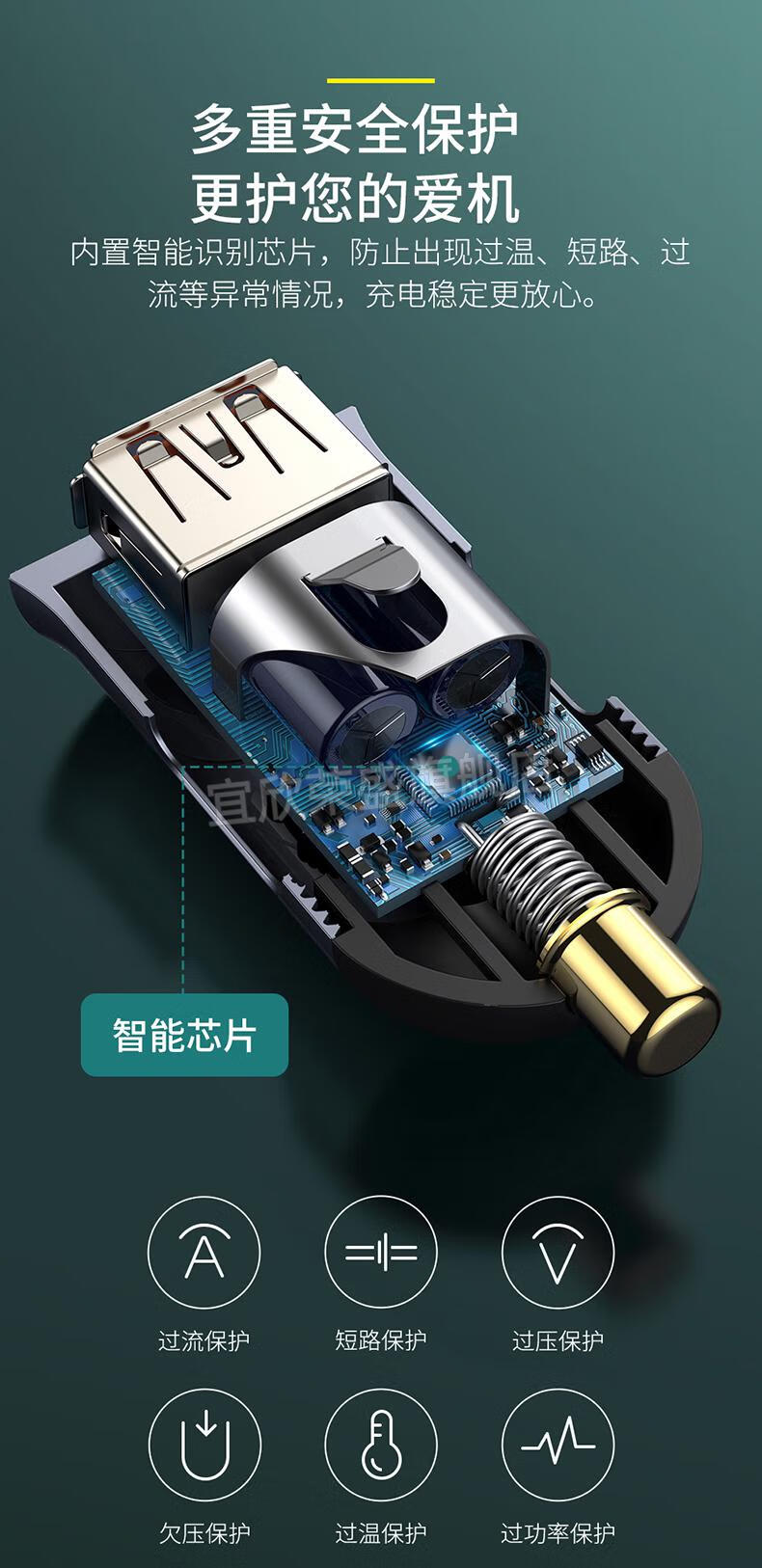 车载usb扩展器多功能胜菡倍思车载充电器快充120w车充usb汽车点烟器