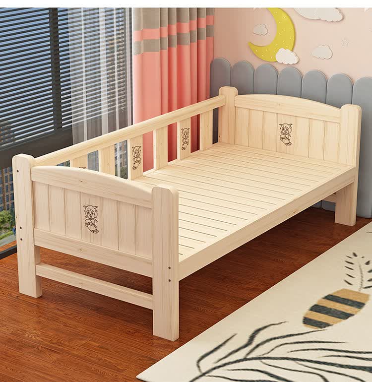 床实木加宽床拼接大床边床带护栏成人床单人加床定制三面护栏长180宽