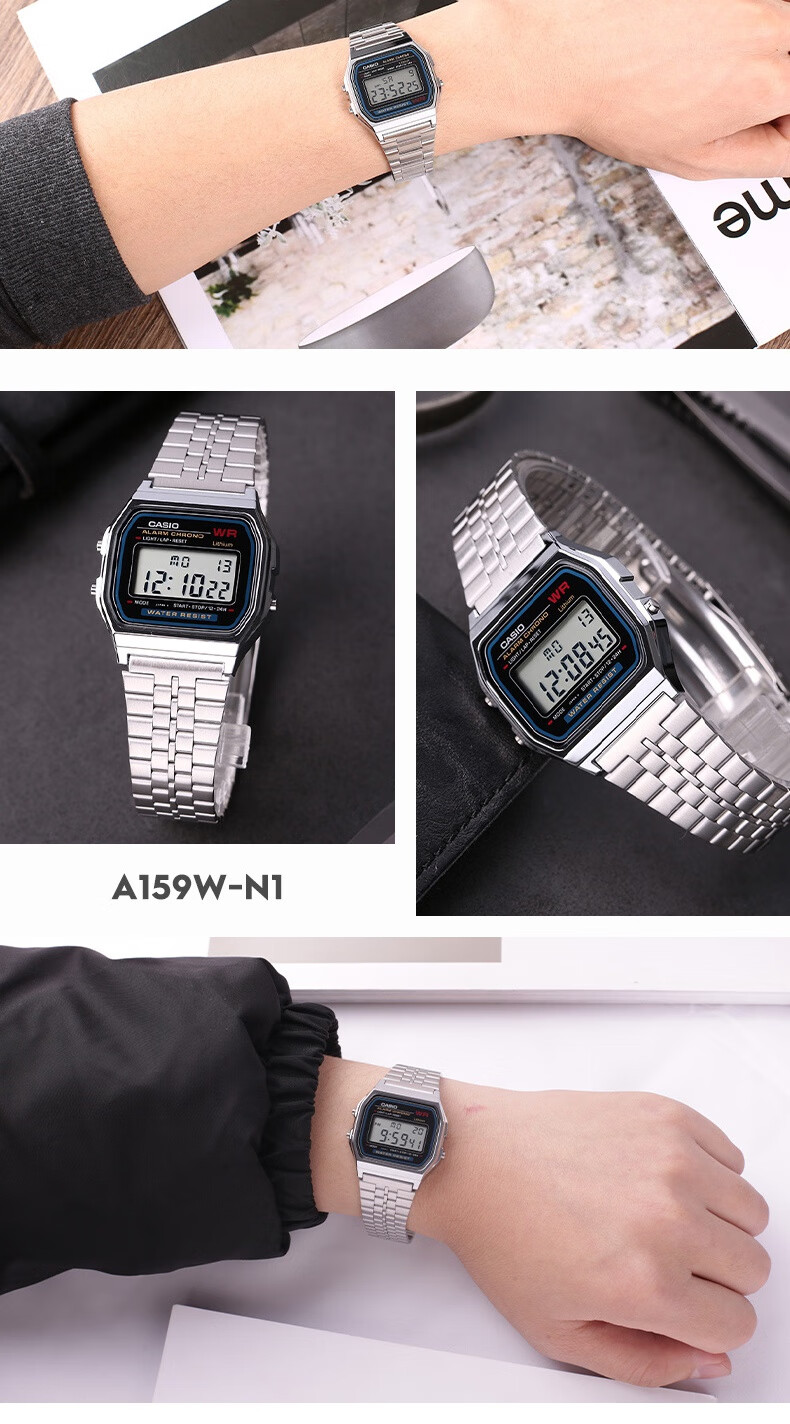手表男女小方块情侣电子表a168a159wf91wa168wg934mm七年电力