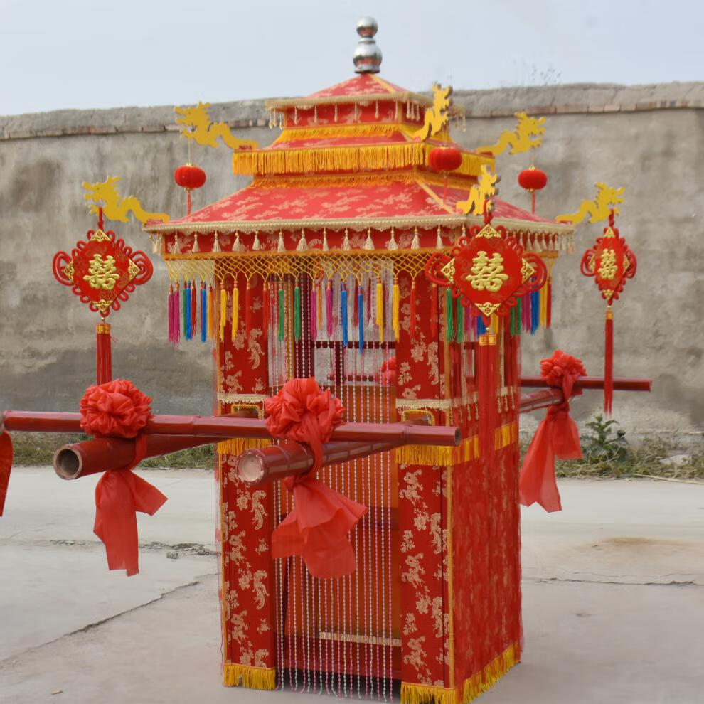 花轿婚庆喜轿花轿婚庆喜轿轻便折叠婚礼结婚迎亲道具轿子中式八抬大轿