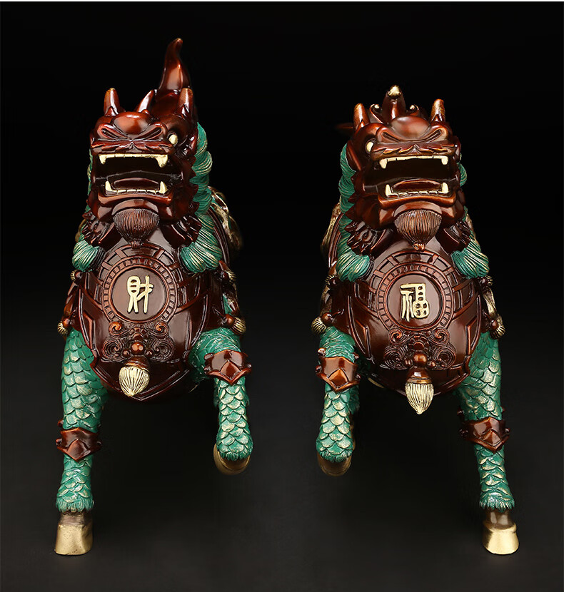 全铜麒麟摆件 家居装饰客厅工艺礼品摆件 大号风火麒麟蓝色聚财阵