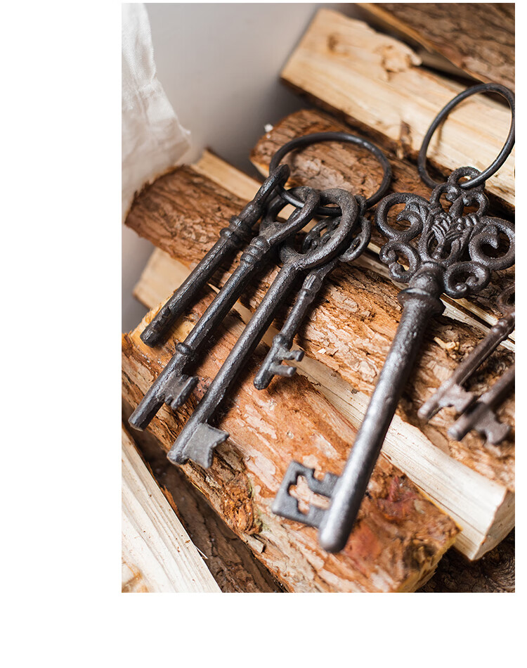 掬涵铸铁钥匙串装饰摆件墙面挂饰件复古欧式杂货花园庭院别墅户外铸铁