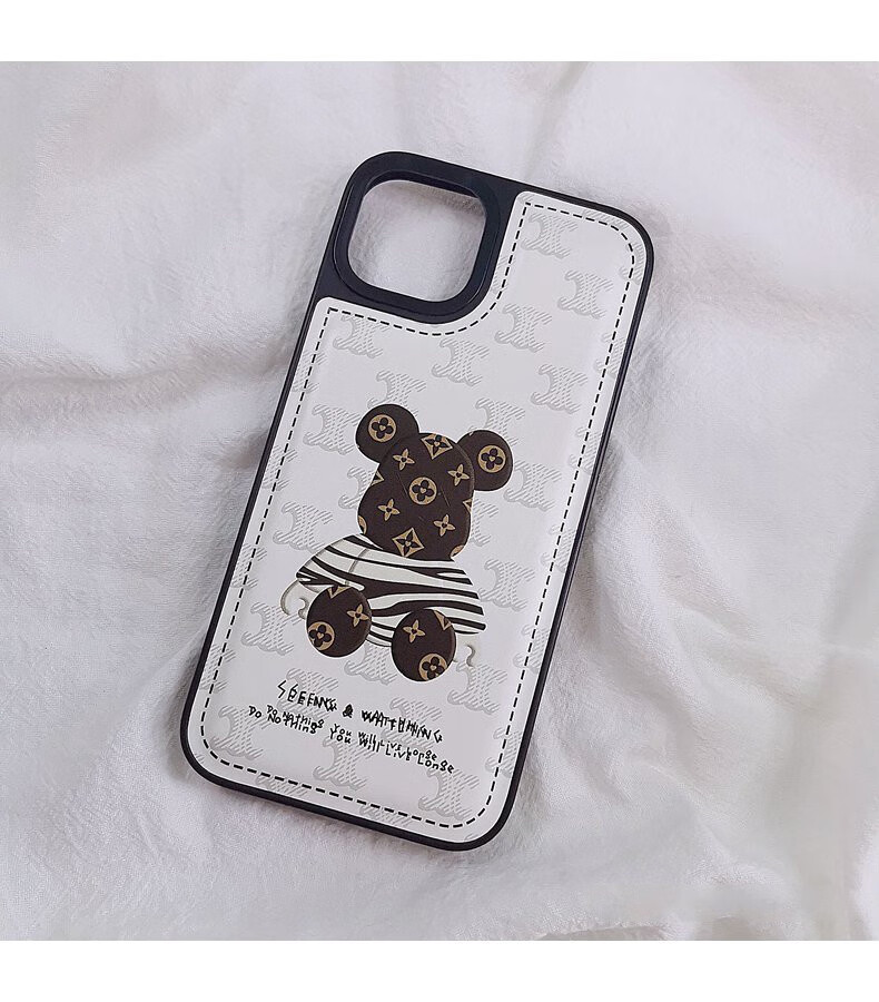 峰爵苹果13promax手机壳潮牌老花暴力熊iphone13pro新款皮质感苹果13