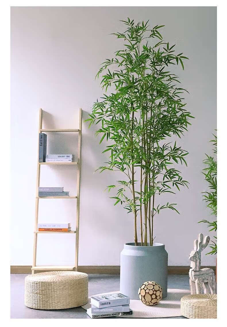 兆族新中式仿真竹子室内装饰盆栽屏风隔断禅意假植物落地造景塑料摆件