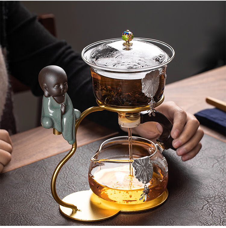 懒人茶具办公室会客功夫套装创意全自动玻璃冲茶壶陶瓷泡茶器家用葫芦