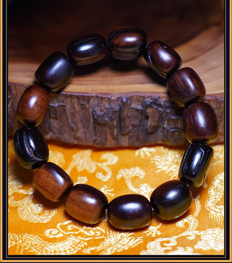 玉化枣木雷焦纯手工打磨道珠道教法器 手串枣木-八卦随形款b 20mm