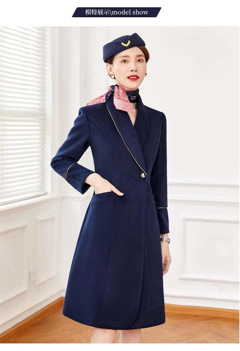 空姐制服冬季大衣职业套装职业毛呢外套长款女售楼部工作服客服接待