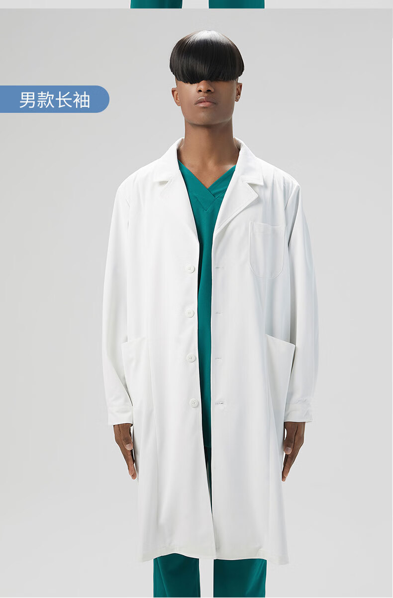 白大褂长袖医生服男长款医院工作服实验服定制logo 女款白大褂长袖