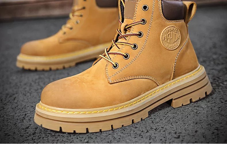 dickiesike大黄靴男工装大黄蜂男鞋秋季英伦时尚情侣中帮马丁靴男高帮